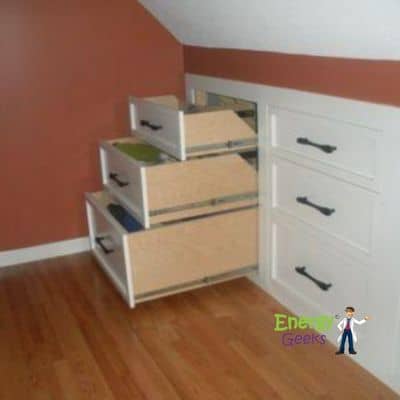 knee wall transition drawers cape cod house massachusetts